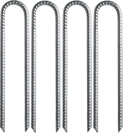 Tuinpalen - U-vormige haken - Stabiel houden - Antislip fixatie - 30 cm - Zilver