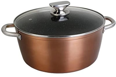 Professionele Hoge Kookpan met Glazen Deksel - 24cm Inductie, Ecologische Antiaanbaklaag, Geschikt voor Gas en Oven