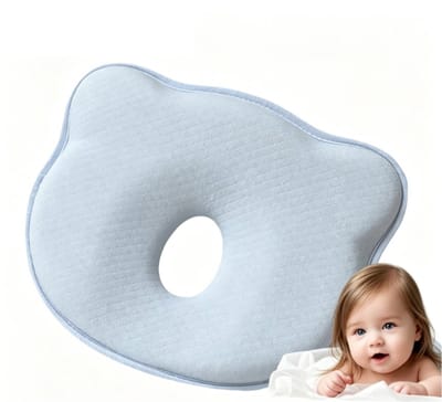 1 stuk - Kussen en kussensloop van traagschuim - Kinderkussen - Voorkomt plat hoofdje - Superzacht - Zacht voor het hoofdje van de baby - 100% katoen - Geschikt voor kinderen (blauw)