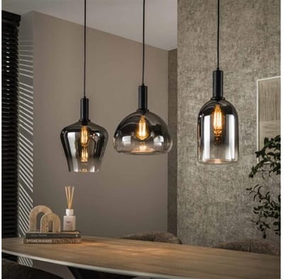 Hanglamp 3L mix grey shaded - Artic zwart