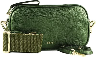 abro Leren Schoudertas Leather Shimmer Crossbody Bag Tina Green Groene