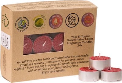 Theelichtjes stearine roos (4x2 cm) - Fair Trade - 24 stuks
