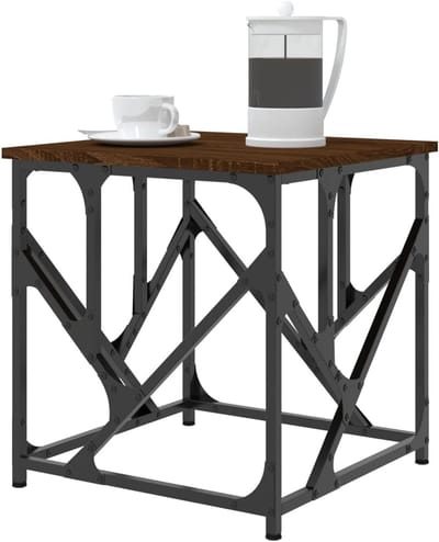 Salontafel bijzettafel - Eiken look tafel - Woonkamer inrichting - Verstelbare poten - 45x45x47.5 cm - Bruin