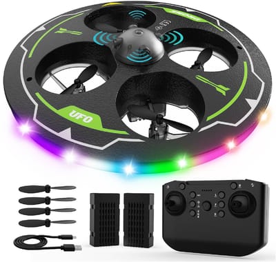 Idea17 UFO Drone met LED Verlichting 360° Obstakelvermijding Opvouwbare Mini Quadcopter met 2 Batterijen voor Beginners
