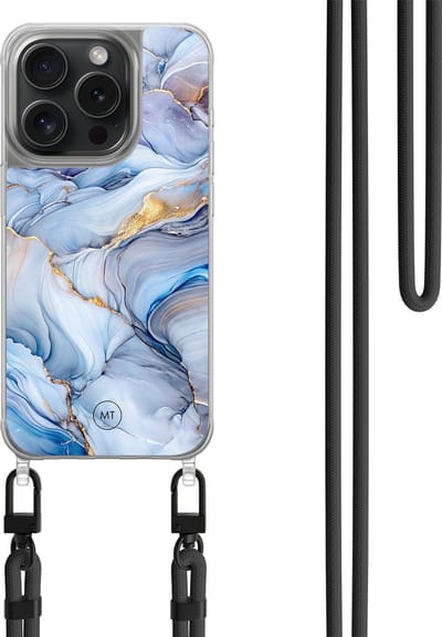 Hoesje met koord geschikt voor iPhone 13 Pro - Lavender dream - Inclusief zwart koord - Crossbody beschermhoes - Transparant, Paars - Mooie Telefoonhoesjes
