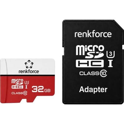 Renkforce RFmSD32 microSDHC-kaart 32 GB A1 Application Performance Class, v30 Video Speed Class A1-vermogensstandaard, Incl. SD-adapter