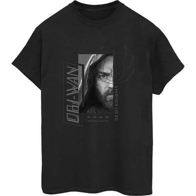 Star Wars Dames/Dames Obi-Wan Kenobi Jedi SciFi Collage Katoenen Vriendje T-shirt (Zwart)