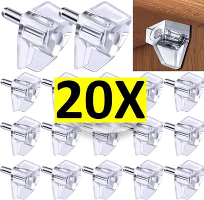 Actie4you® - Kastplankdrager – Doorsnede 5MM – Metaal Stift met Kunststof Steun – Transparant – Plank Drager - 20 stuks
