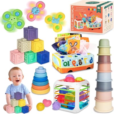 Babyspeelgoed 6 maanden - Montessori set - Motorische ontwikkeling - 42 delig educatief - 6-in-1 - Meerkleurig