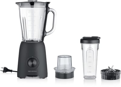 Severin SM 3724 Blender 600W – Glazen Kan 1,5L – Smoothie To Go & Hakmolen – 2 Snelheden + Pulse