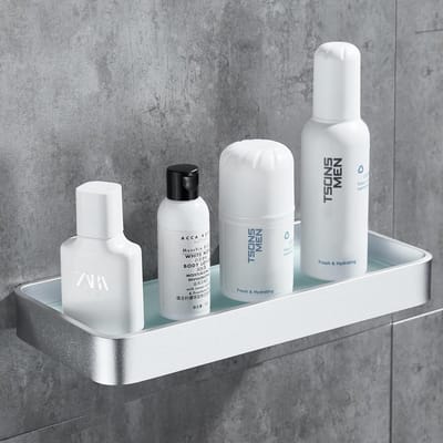 Zelfklevend Douchemandje - Roestvrij Staal - 25cm - Zilver - Douche Organizer
