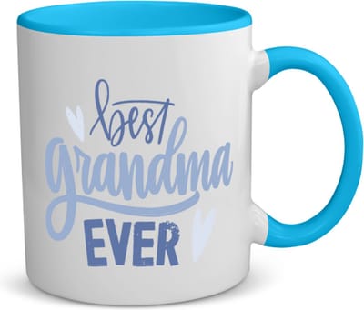 Akyol - best grandma ever koffiemok - theemok - blauw - Oma - oma mama - moederdag - cadeau - verjaardag - oma - 350 ML inhoud