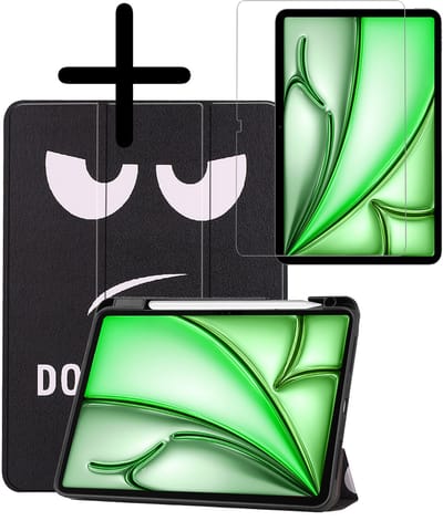 Hoesje Geschikt voor Apple iPad Air M3/M4 (2025/2026) - 11 inch - Met Screenprotector - Trifold Bookcase - Hard Cover Case - Met Uitsparing Geschikt voor Apple Pencil - Hardcover Book - Tablet Hoes - Don't Touch Me