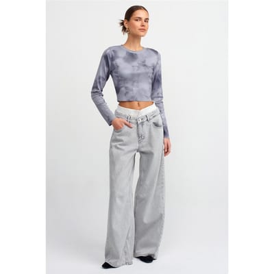 Hoog-Waisted Wijde Jeans van Katoen