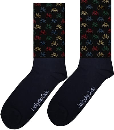 Verjaardag cadeau - Fiets sokken - - Leuke sokken - Vrolijke sokken - Luckyday Socks - Sokken met tekst - Aparte Sokken - Sokken waar je vrolijk van wordt - Maat 42-47