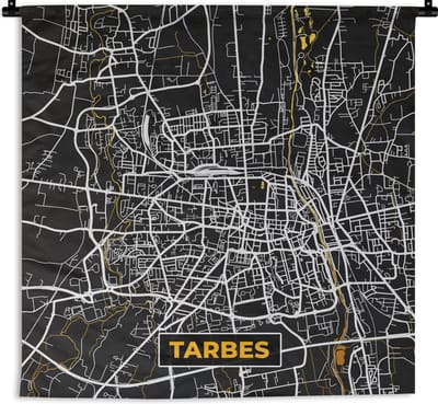 Wandkleed - Wanddoek - Plattegrond – Kaart – Stadskaart – Frankrijk – Tarbes - 180x180 cm - Wandtapijt