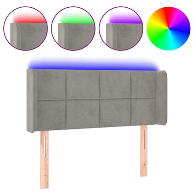 vidaXL - Hoofdbord - LED - 83x16x78/88 - cm - fluweel - lichtgrijs