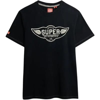 Superdry T-shirt met Autologo en Relaxte Pasvorm Black Grootte: Xxl