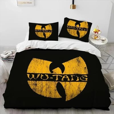 Housse de couette et ensemble de literie Wu T-TANG Clans pour groupe de musique Hip Hop, Housse de couette, Ensemble de lit, Housse de couette, Taie d'oreiller, Ensemble de literie taille king/queen AU King(245x210cm)