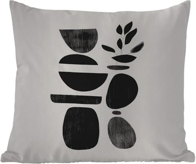 Tuinkussen - Japandi - Zwart - Abstract - 40x40 cm - Weerbestendig