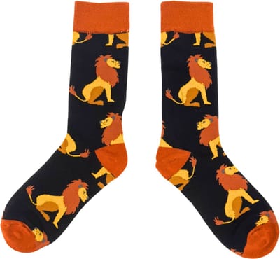 Tutti Footi | Leeuwen Sokken Zwart | Kat, Safari, Afrika | Maat 39-44 Grappige sokken met dieren