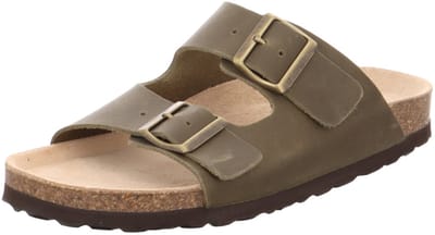 Natural Sense unisex pantoffels muiltjes sandalen leer khaki 1152939