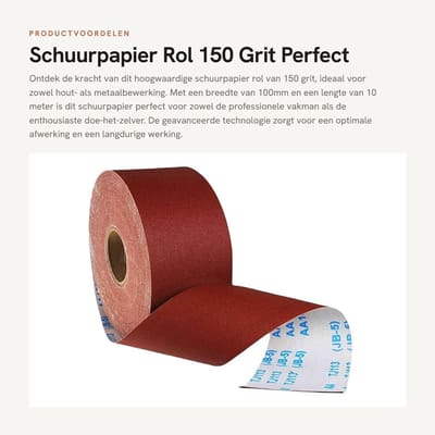 Dailygoods- Schuurpapier Rol 150 Grit - Schuurpapier 100mm - Schuurpapier Set - Schuurpapier Fijn - Schuurpapier Hout/Metalen - Hoogwaardige Slijtvastheid - Schuurrol