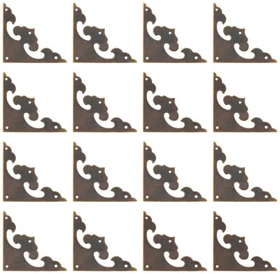 Dailygoods- Hoekbeugels 16 Stuks - Retro Messing - Decoratieve Hoekbeschermer - Metalen Bloemen - Eenvoudige Installatie - Hoogwaardig Materiaal