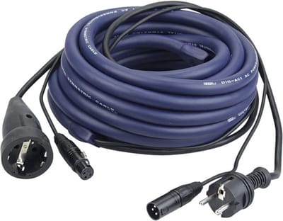 DAP FP05 Power-/signaalkabel 15m Schuko-Schuko / XLR-XLR, LICHT - Schuko stroomkabel