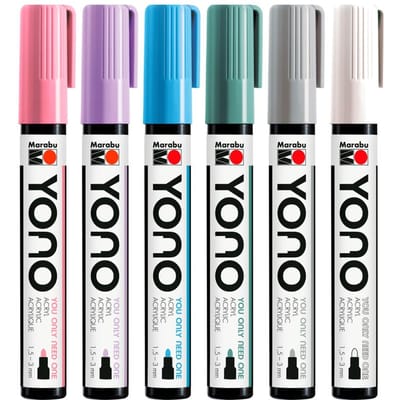 Marabu YONO Marker Set - 6 pastel kleuren - 1.5 tot 3 mm ronde punt