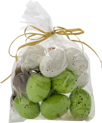 Set van 12x groene paaseitjes van kunststof 5 cm - Paaseitjes voor Paastakken - Paasversiering/decoratie Pasen