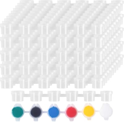 Dailygoods- Verfpotten 200 Stuks - Mini Lege Verf Potten - 6-in-1 Ontwerp - Kunst Ambachten - Lichtgewicht en Draagbaar - 3 ml Compartimenten - Verfstrip