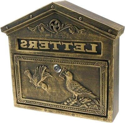 Wandbrievenbus Pakketbrievenbus - Brievenbus Doos - Post Ontvangen - Afsluitbaar Met 2 Sleutels - 36x9x33CM - Brons