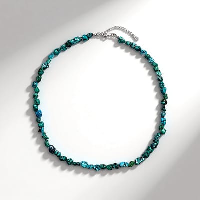 Cavill - Zilveren Ketting - 925 Sterling Zilver - Turkoois Fancy Kralen 82,5 ct - Verstelbare Lengte 42-47 cm - Elegante Chinese Design Halsketting