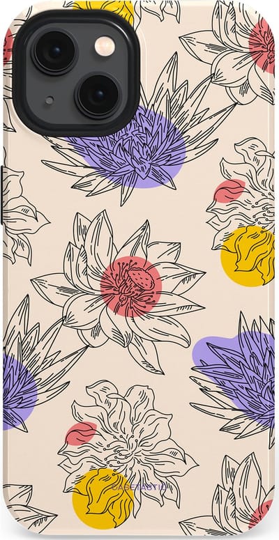 Casetastic Hoesje Geschikt voor Apple iPhone 13 Magsafe - Stijlvolle Beschermende Duo-layer Case - Bloemenschets