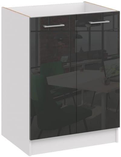 ROE Furniture - Keukenkast - Zwart - Hoogglans - 60cm
