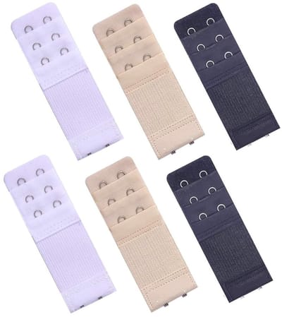 Dailygoods- Beha-verlengstuk 6 Stuks - 3 Haken/2 Rijen - Elastisch Ondergoed - Roestvrij Staal - Zacht/Nylon - Zwangerschapsaccessoires - Beha-extender