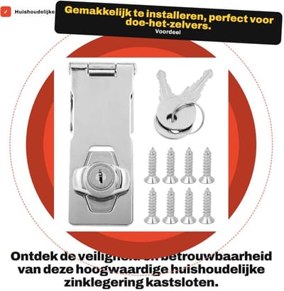 Dailygoods- Kastslot Draaiknopvergrendeling - Zinklegering - Veiligheidsslot - Ladevergrendeling - Kastdeuren - Inclusief 2 Sleutels - Vergrendeling
