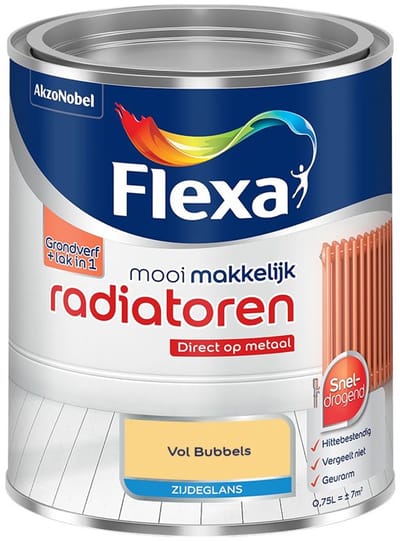Flexa - Mooi Makkelijk Radiatoren Zijdeglans - Vol Bubbels - Mengverf - 750 Ml