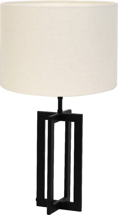 Light & Living Tafellamp Mace/Livigno - Zwart/Eiwit - Ø30x56cm - Tafellamp met kap