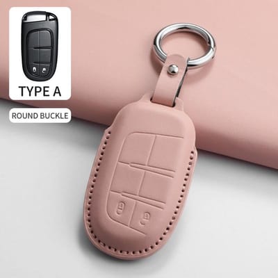 PU Leer Auto Afstandsbediening Sleutelhoes Beschermhoes Voor Jeep Chrysler 300 200 Cherokee Wrangler Compass Renegade Fiat 500X Accessoire gray