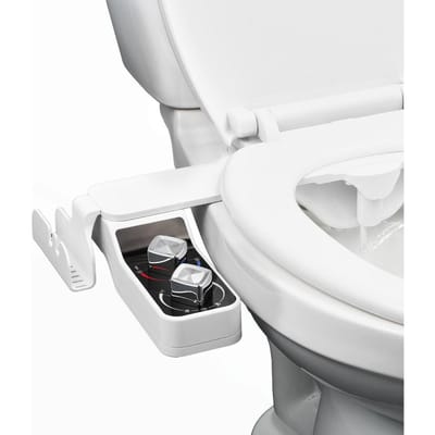 Bidet à Fixer sur WC Double Buse Chaud et Froid Pression Réglable