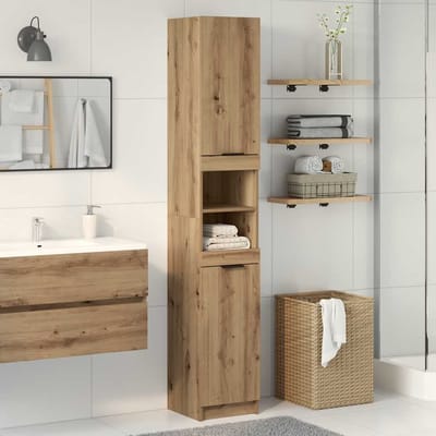 vidaXL - Badkamerkast - 32x34x188,5 - cm - bewerkt - hout - artisanaal - eikenkleur