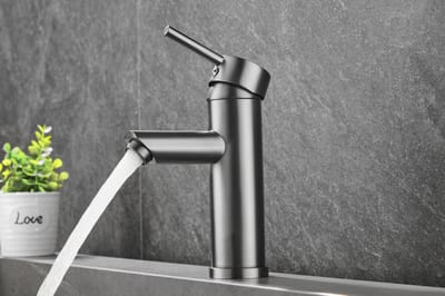 WEBO Gun Metal Wastafelkraan Atlanta - Gun Metal - Waterbesparend - Incl. push-open waste