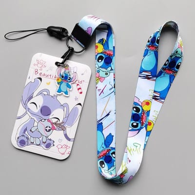Nieuwste Stitch Kaarthouder Anti-verlies Cartoon Nekband Kaarthouder en Meisjes Speelgoed Lanyard Badgeclip Cadeau, geweldig voor dagelijks gebruik -A4488
