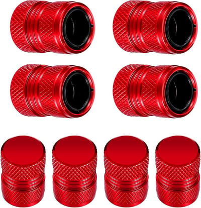 8 Stuks Aluminium Ventieldoppen Rood voor Auto, Motor en Fiets - Universele Ventieldoppen voor Banden