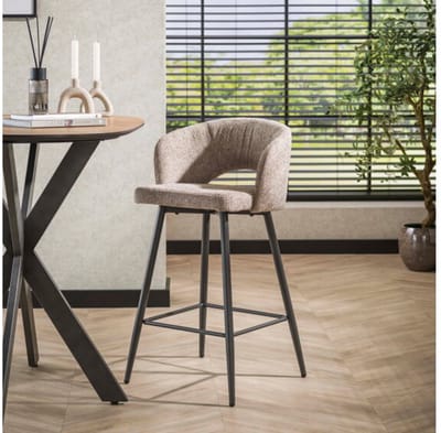 Barstoel boucle salon. VPE2 - Tissee cargo zandkleur - barstoelen set van 2