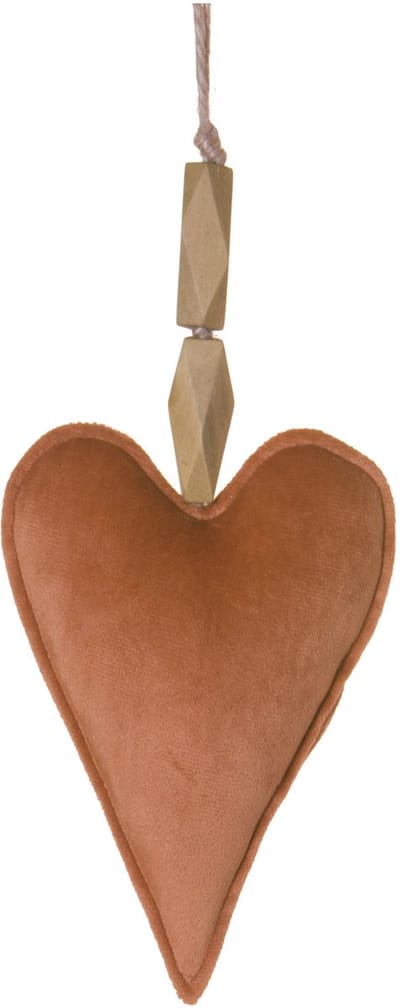 HOGEWONING BV - Hanger hart van terracotta fluweel 15 cm kerstdecoratie