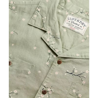 Superdry Bedrukt Strandoverhemd met Korte Mouwen Green Grootte: L