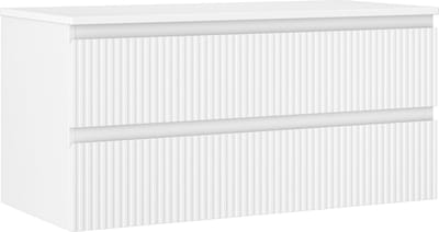 Mexen Rivel badkamerkast onder wastafel 100 cm met blad, 2 lades, geribbeld, wit mat - 91A20-10047-2-BFFC01